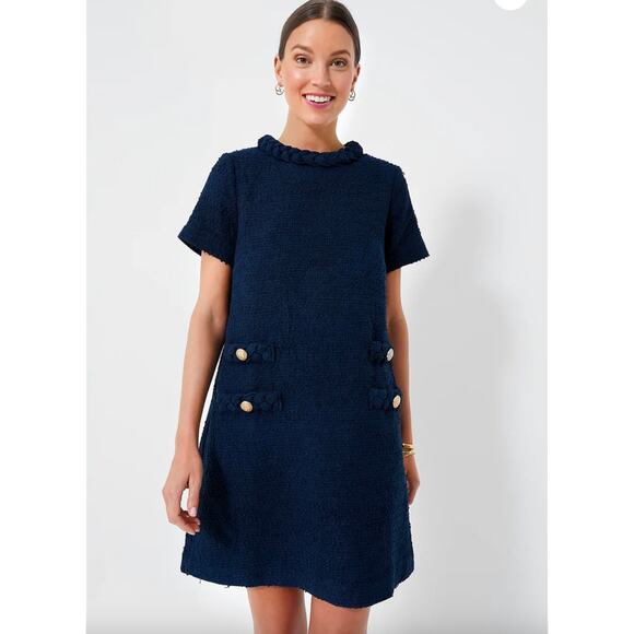Tuckernuck  Navy Tweed Jackie Dress Sz M - Picture 3 of 7